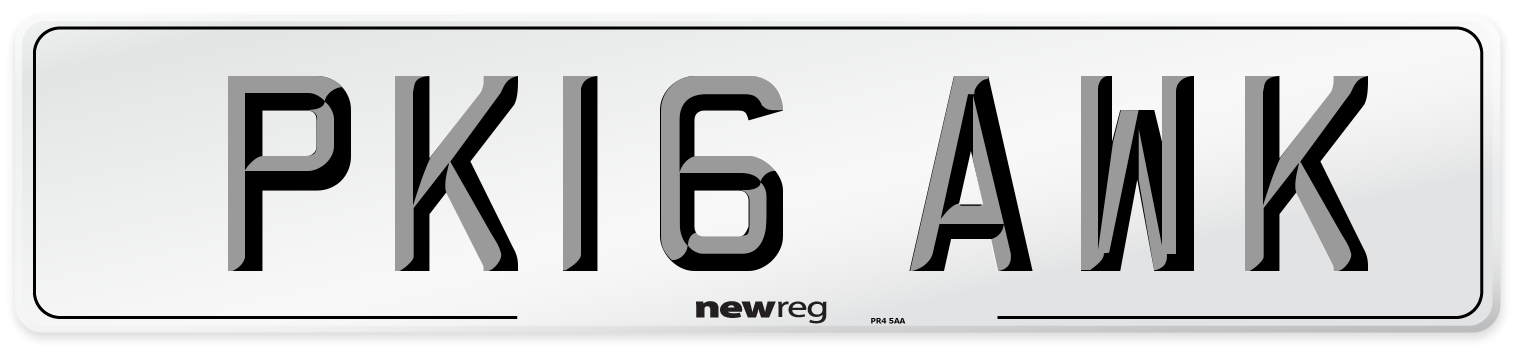 PK16 AWK Number Plate from New Reg